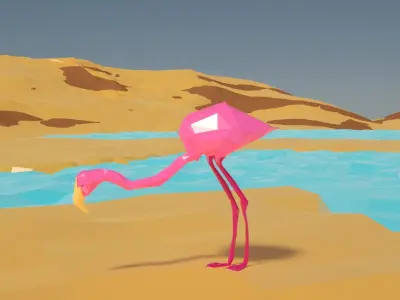 Pink Flamingo sylized 3d model Low-poly 3D model