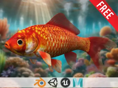 Aquatic Gold Free Premium Goldfish Model Low-poly 3D model