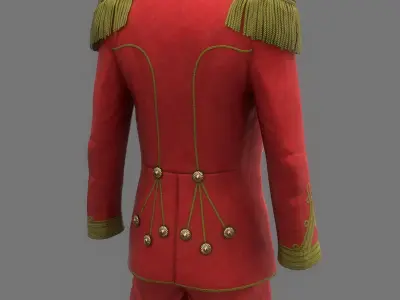 Vintage Military Uniform Red Game Ready Low-poly 3D model