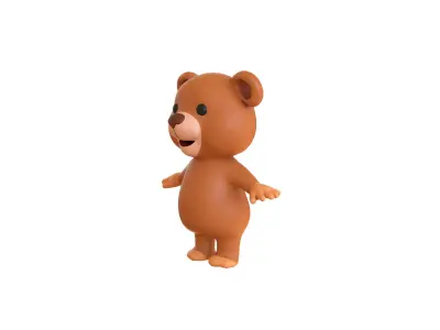 High-Quality 3D Cartoon Bear Low-poly 3D model