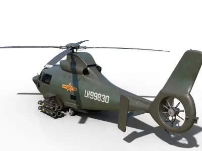 PBR 3 coatings Chinese Z9 WZ-9 gunship Z-9 Helicopter Low-poly 3D model
