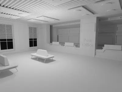 Post Office Interior Low-poly 3D model