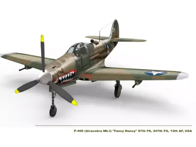 Bell P-400 Airacobra  Low-poly 3D model