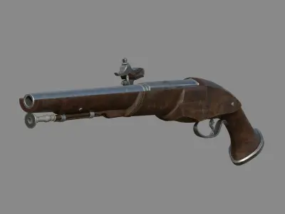 Weapon - Flintlock - Italian Wheellock Pistol Low-poly 3D model