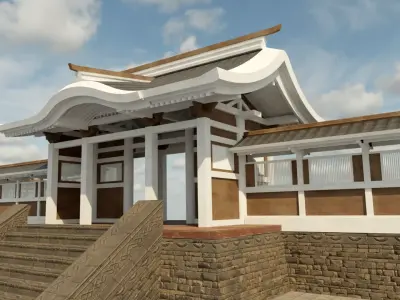 Modular Chinese Wall Low-poly 3D model