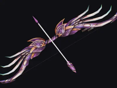 Bow Fantasy Throw Weapon Firearms Legendary Equipment Low-poly 3D model
