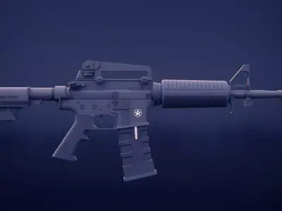 Game Ready M4A1 Assault Rifle Low Poly PBR Weapon Low-poly 3D model