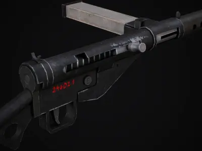Sten Submachine Gun - Low Poly Game Ready Low-poly 3D model