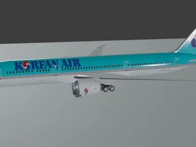 Korean Airlines Boeing 787-9 dreamliner  Low-poly 3D model