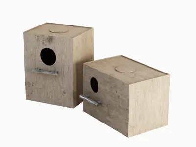 Wooden Birdhouse E 02 Low-poly 3D model