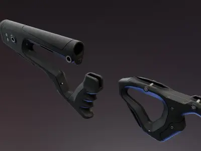 CQR Gen 2 AR Stock and Grip Low-poly 3D model