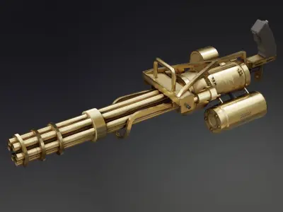 Minigun Golden Low-poly 3D model