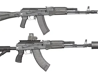 MILITARY Game Ready AK74M and AK103 Low-poly 3D model