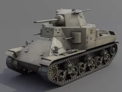 M2 Medium Tank Low-poly 3D model