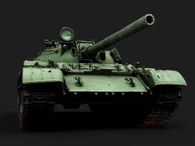 coldwar soviet tank T-55 model photogrammetry Low-poly 3D model