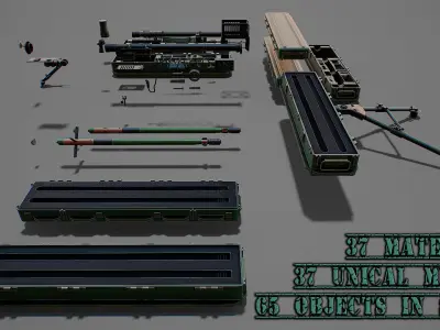 Missile launcher scene Low-poly 3D model