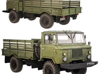 GAZ 66 1965  flatbed body 3D model