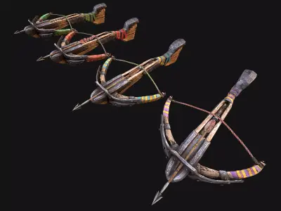 Medieval Crossbow Crossbowman Weapon Pack Low-poly 3D model