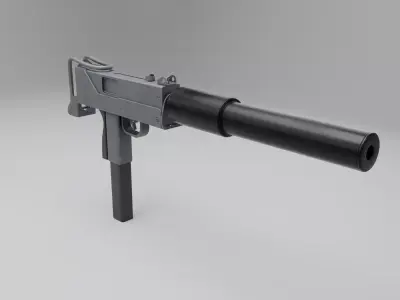 Mac 10 Low Poly 3D Model Low-poly 3D model