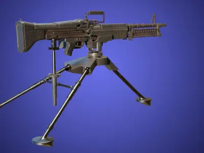 M60 Machine Gun04 PBR Unity UE Arnold V-Ray Textures Included Low-poly 3D model