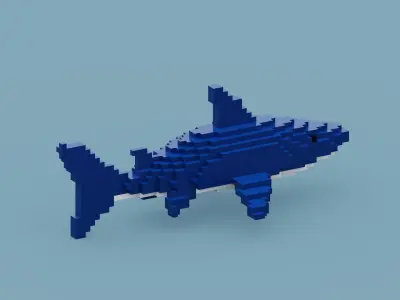 Voxel Shark Low-poly 3D model