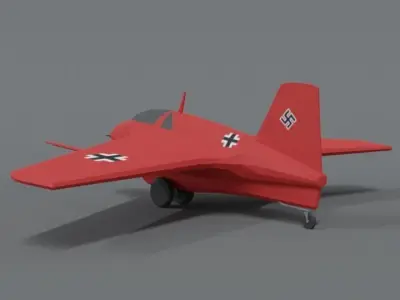 Low Poly Cartoon Messerschmitt Me 163 Komet Airplane Low-poly 3D model