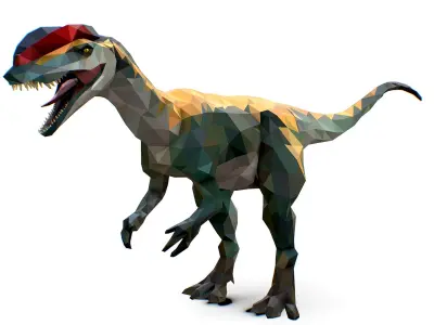 Dinosaur Dilo Lowpoly Art Style animal Low-poly 3D model
