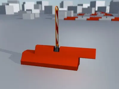 White and Red Road Traffic Barrier - Part 20 - Low-poly 3D model