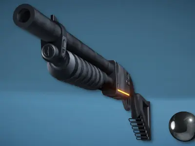 Futuristic Shotgun Low-poly 3D model