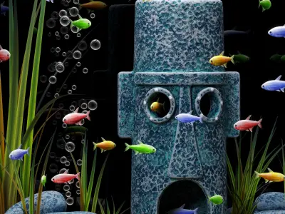 Aquarium with Squidward house 3D model