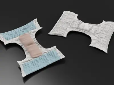 Adult Open Incontinence Diaper Medical Clothing 3D model