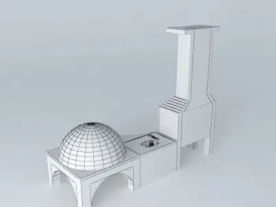 sink and oven barbecue katia wood Free 3D model