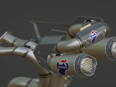 Termignoni Double Exhaust for Ducati Low-poly 3D model