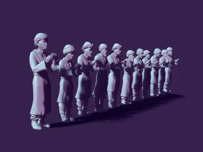 Nomads in prayer for the crowd 3D print model