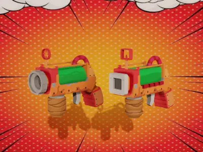 Cartoon-style Pistols Free low-poly 3D model