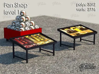 Fan Shop all 10 Levels Low-poly 3D model