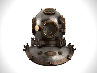 Old Diving Helmet - MKI - 5 Bolt 3D model