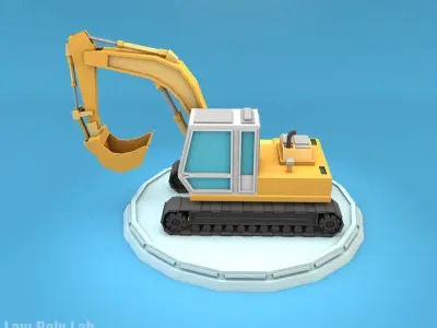 Low Poly Excavator Low-poly 3D model