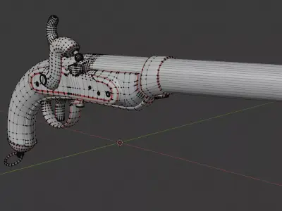 flintlock pistol old historic antique Free low-poly 3D model