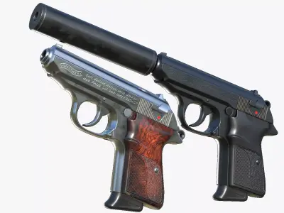 Walther PPK- Game Ready PBR Low-poly 3D model