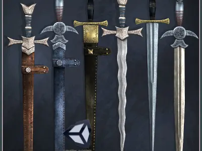 One-Handed Medieval Swords Low-poly 3D model