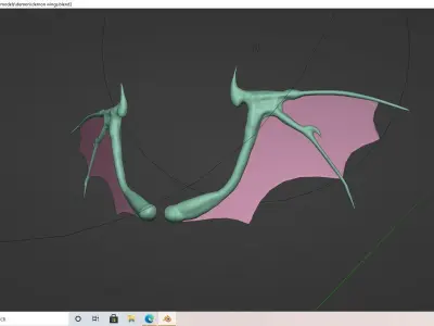 Demon bone wings Low-poly 3D model