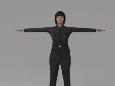 WW2 Soldier Woman Low-poly 3D model