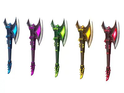 One-handed axe in the form of a guitar set1 Low-poly 3D model