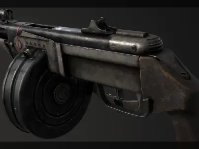 PBR Soviet PPSh-41 Obrez Low-poly 3D model