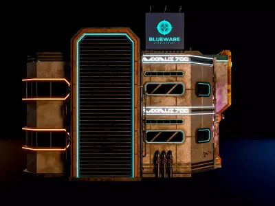 SCIFI CYBERPUNK FUTURISTIC NEON BUILDING 04 Low-poly 3D model