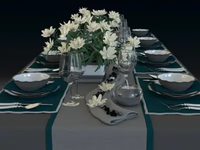 dinner table set Free 3D model