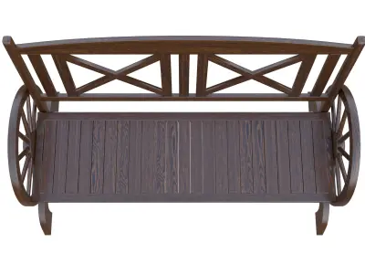 Rustic Wooden Bench Low-poly 3D model