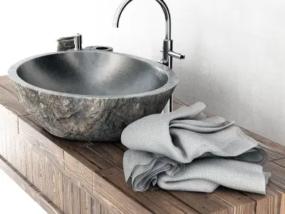 Washbasin stone gray n9 3D model