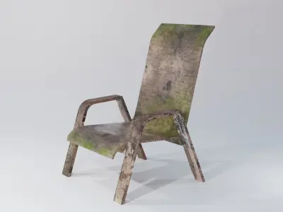 Weathered Outdoor Chair Low-poly 3D model